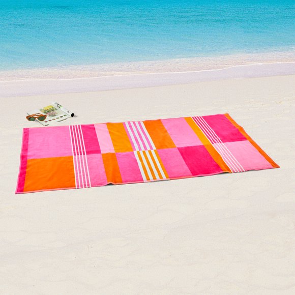Mainstays Everyday Warm Multicolor Broken-Stripe Yarn-Dyed Cotton-Blend Beach Towel