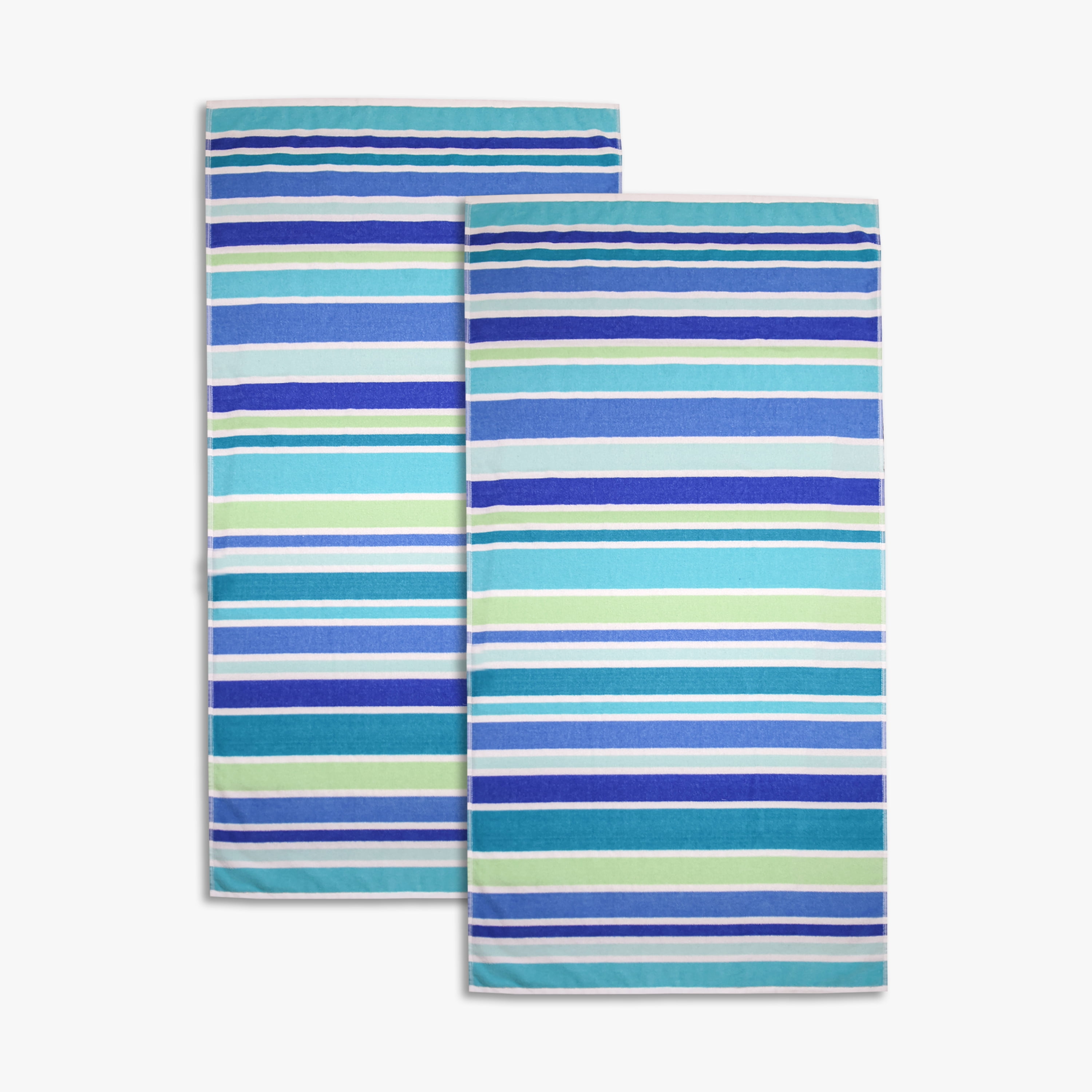 Mainstays Everyday Yarn Dyed Cool Variegated Stripe Cotton-Blend Velour Beach Towel, 30" X 60", 2 Pack