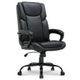 thumbnail interactive-video image 1 of Mainstays Executive Ergonomic High Back Leather Home Office Desk Chair, Black, 1 of 18