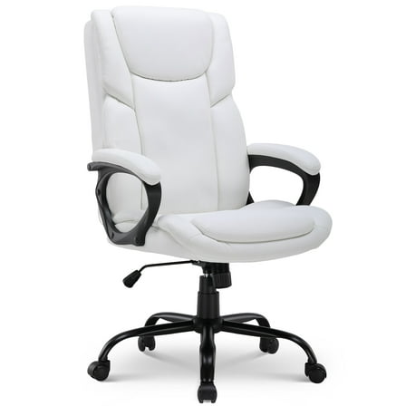 Mainstays Executive Ergonomic High Back Leather Home Office Desk Chair, White