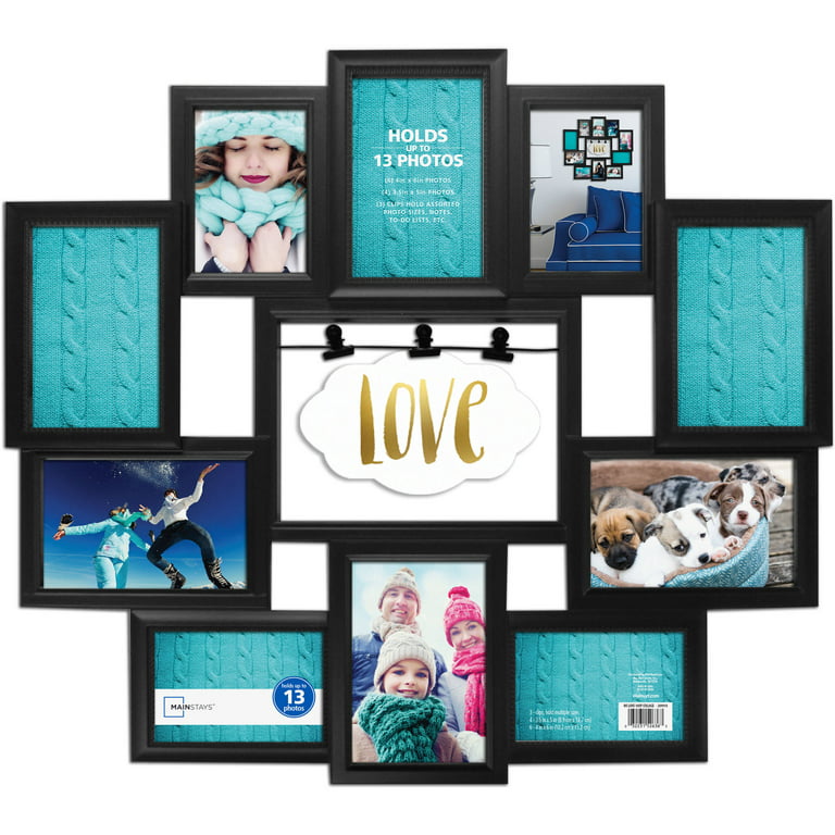 Mainstays Expression 10-Opening Collage Frame with Clips, Black