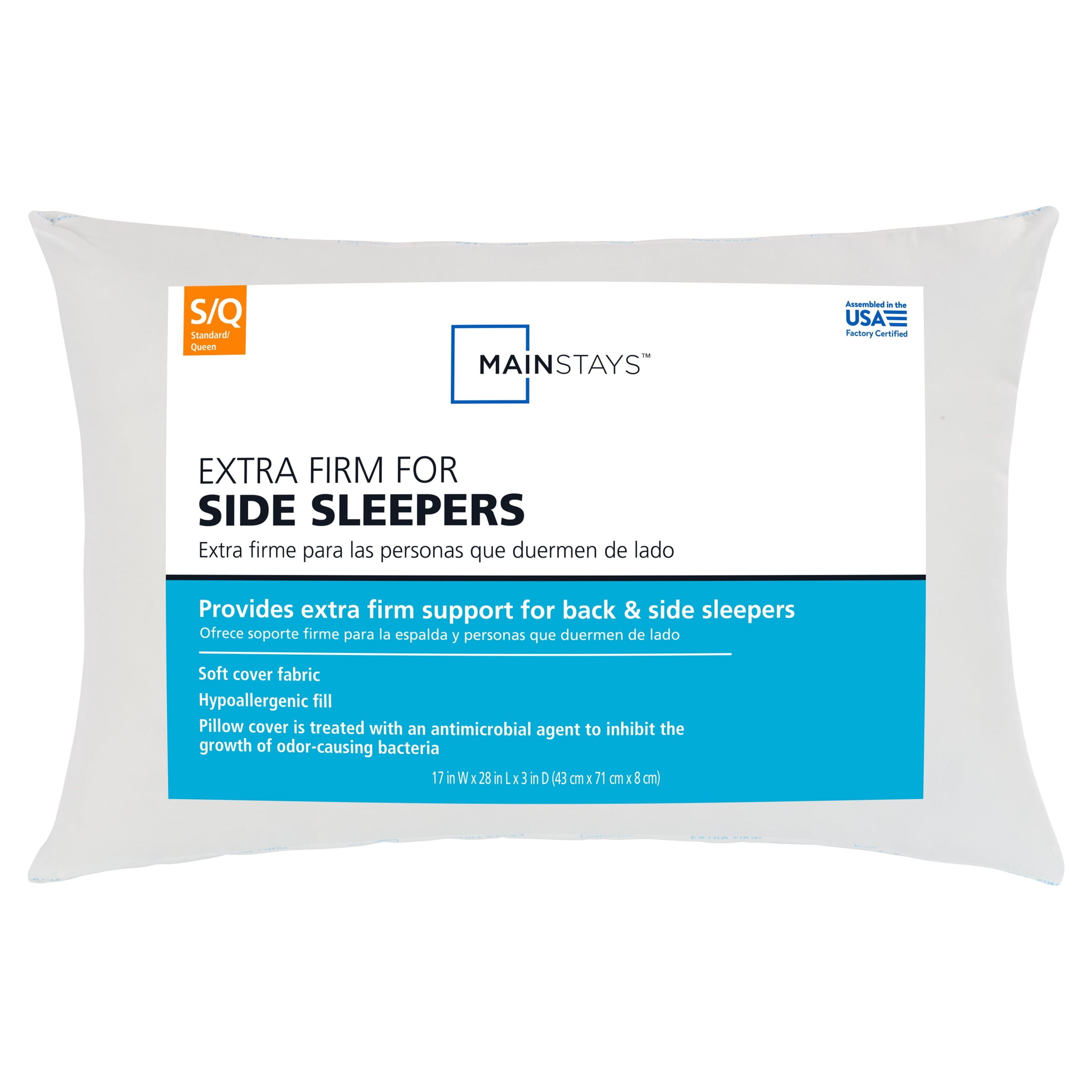 Mainstays Extra Firm Bed Pillow, Ideal for Side Sleepers, Standard