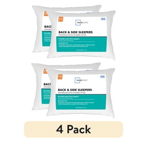 Mainstays Back & Side Sleeper Bed Pillow, Standard/Queen, Extra Firm, 4 Pack