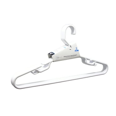Mainstays Extra Large Clothing Hangers, 3 Pack, Adult, White, Heavy Duty Durable Plastic