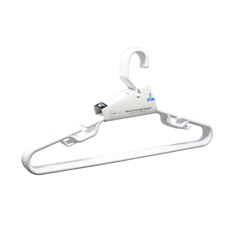 Mainstays Heavy Duty Plastic Clothing Hangers 3 Pack White for XL