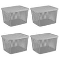 Mainstays Extra Large Decorative Plastic Storage Basket w/Lid, Gray