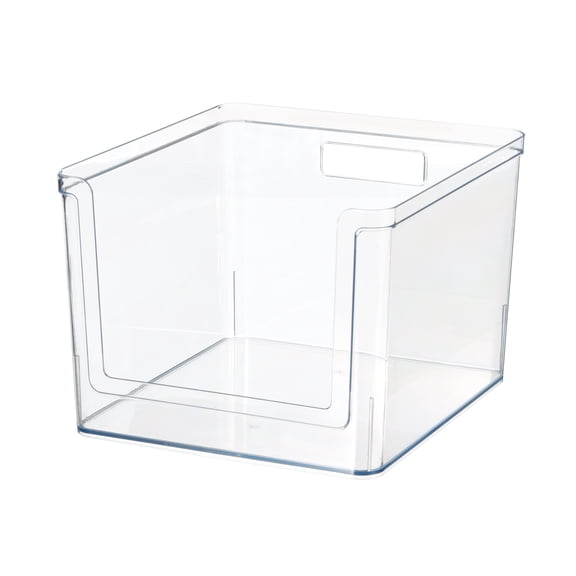 Mainstays Extra Large Deep Open-Front Pantry Organizer Bin, Clear Plastic, 12 in x 10.5 in x 8 in