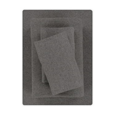 Mainstays Extra Soft Adult Jersey Bed Sheet Set, Full, Charcoal, 4 Pieces