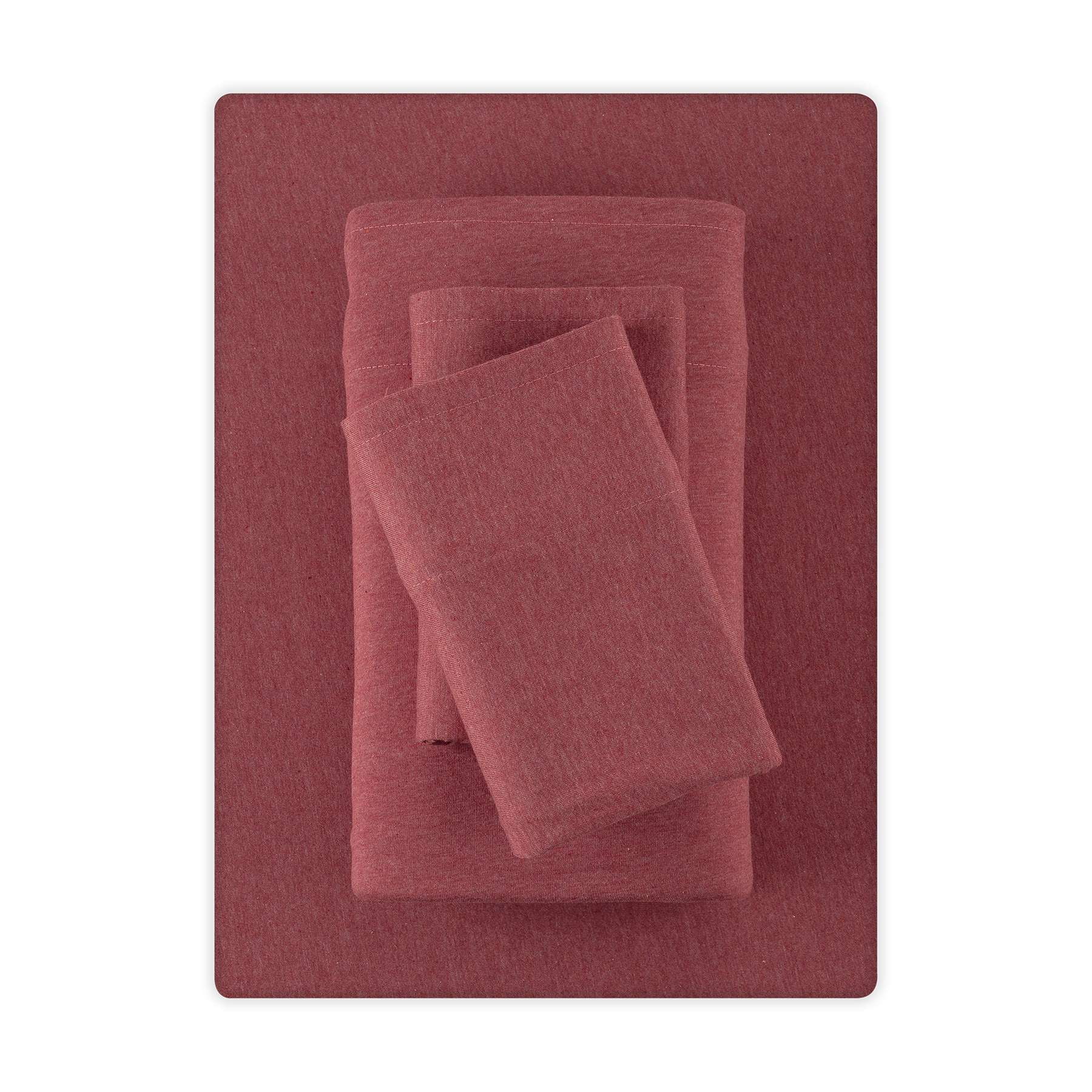 Mainstays Cotton Rich Extra Soft Jersey Bed Sheet Set, Full, Red Sedona, 4 Pieces