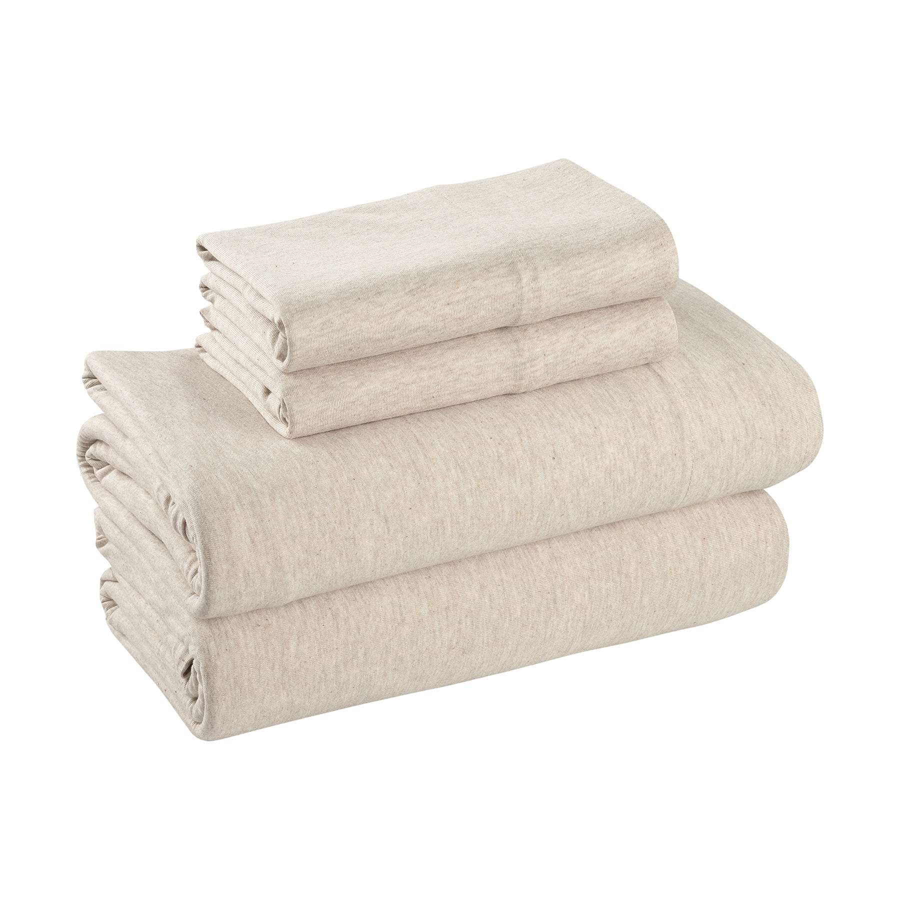 Mainstays Extra Soft Adult Jersey Bed Sheet Set, Queen, Oatmeal Heather, 4 Pieces - Walmart.com