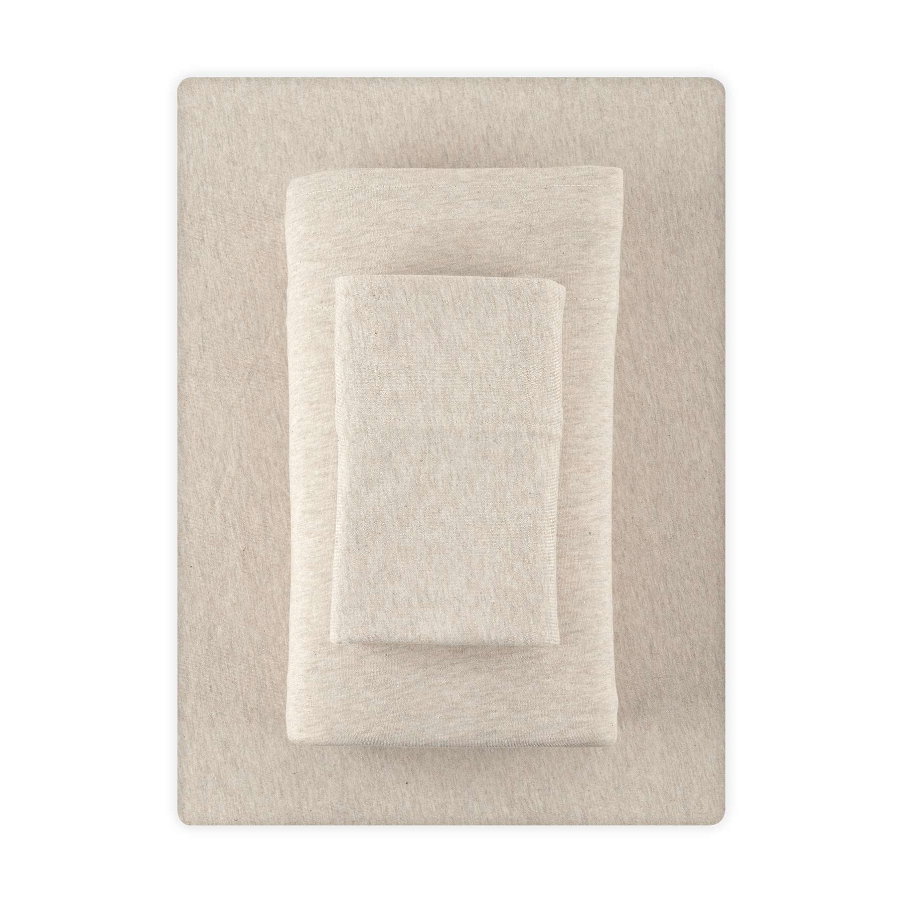 Mainstays Cotton Rich Extra Soft Jersey Bed Sheet Set, Queen, Oatmeal Heather, 4 Pieces