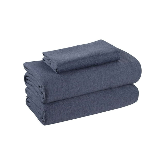 Mainstays Extra Soft Adult Jersey Bed Sheet Set, TwinXL, Blue Cove, 3