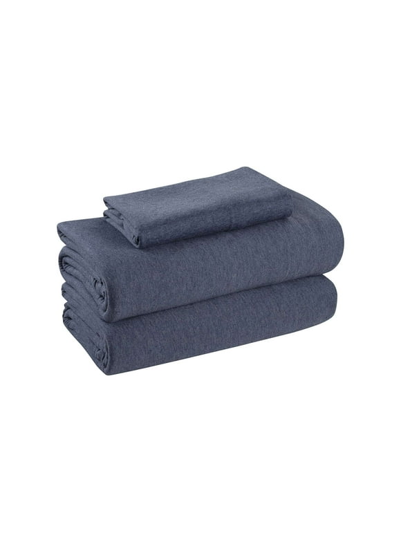 Mainstays Extra Soft Adult Jersey Bed Sheet Set, Twin-XL, Blue Cove, 3 Pieces