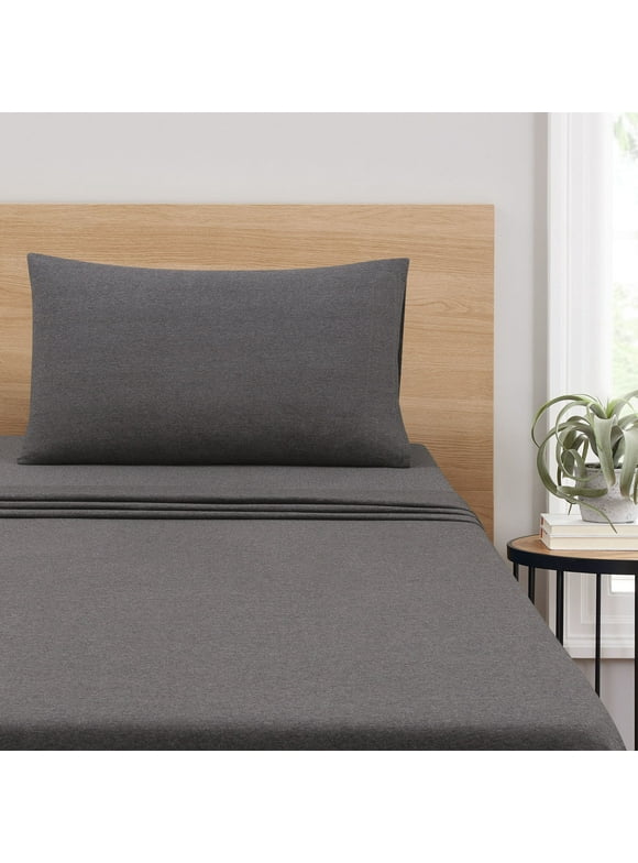 Mainstays Extra Soft Adult Jersey Bed Sheet Set, Twin-XL, Charcoal, 3 Pieces