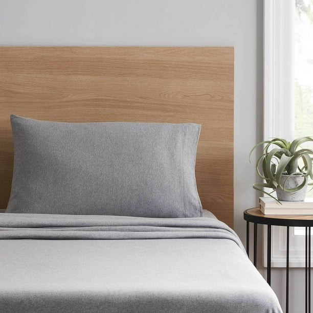 Mainstays Extra Soft Adult Jersey Bed Sheet Set, TwinXL, Grey Heather