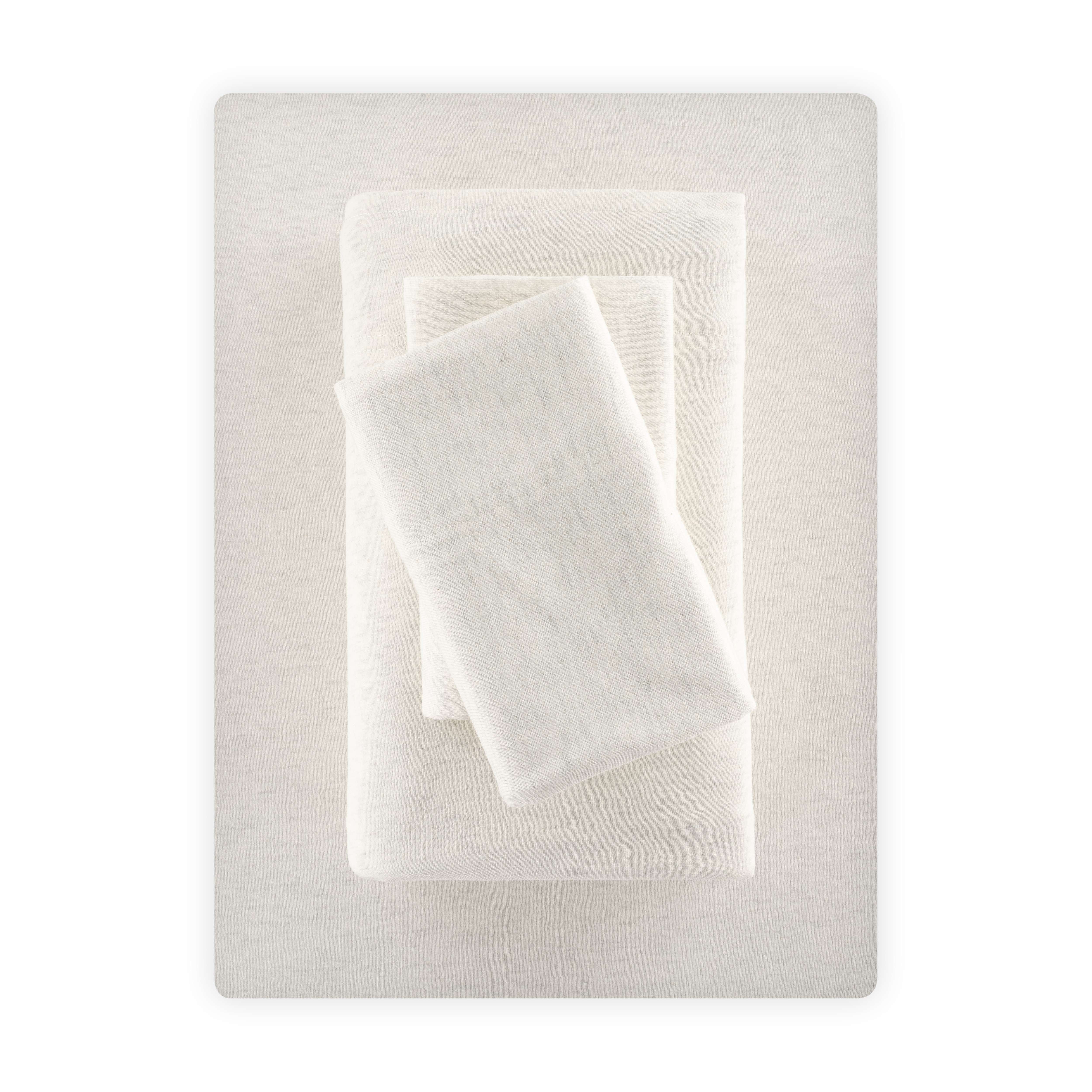 Mainstays Cotton Rich Extra Soft Jersey Bed Sheet Set, Twin-XL, Ivory, 3 Pieces