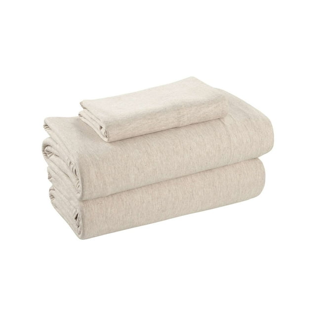 Mainstays Extra Soft Adult Jersey Bed Sheet Set, TwinXL, Oatmeal