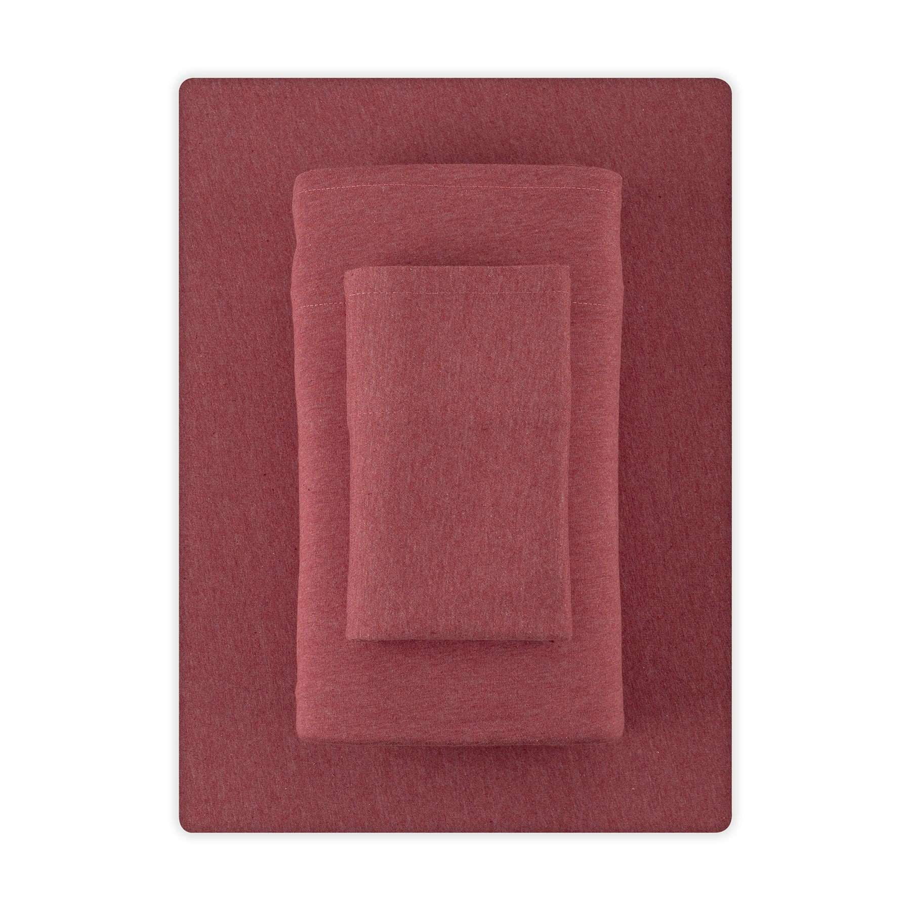 Mainstays Cotton Rich Extra Soft Jersey Bed Sheet Set, Twin-XL, Red Sedona, 3 Pieces