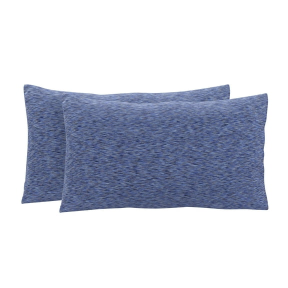 Mainstays 100% Cotton Extra Soft Jersey Pillowcase Set, Standard/Queen, Blue Crackle, 2 Pieces