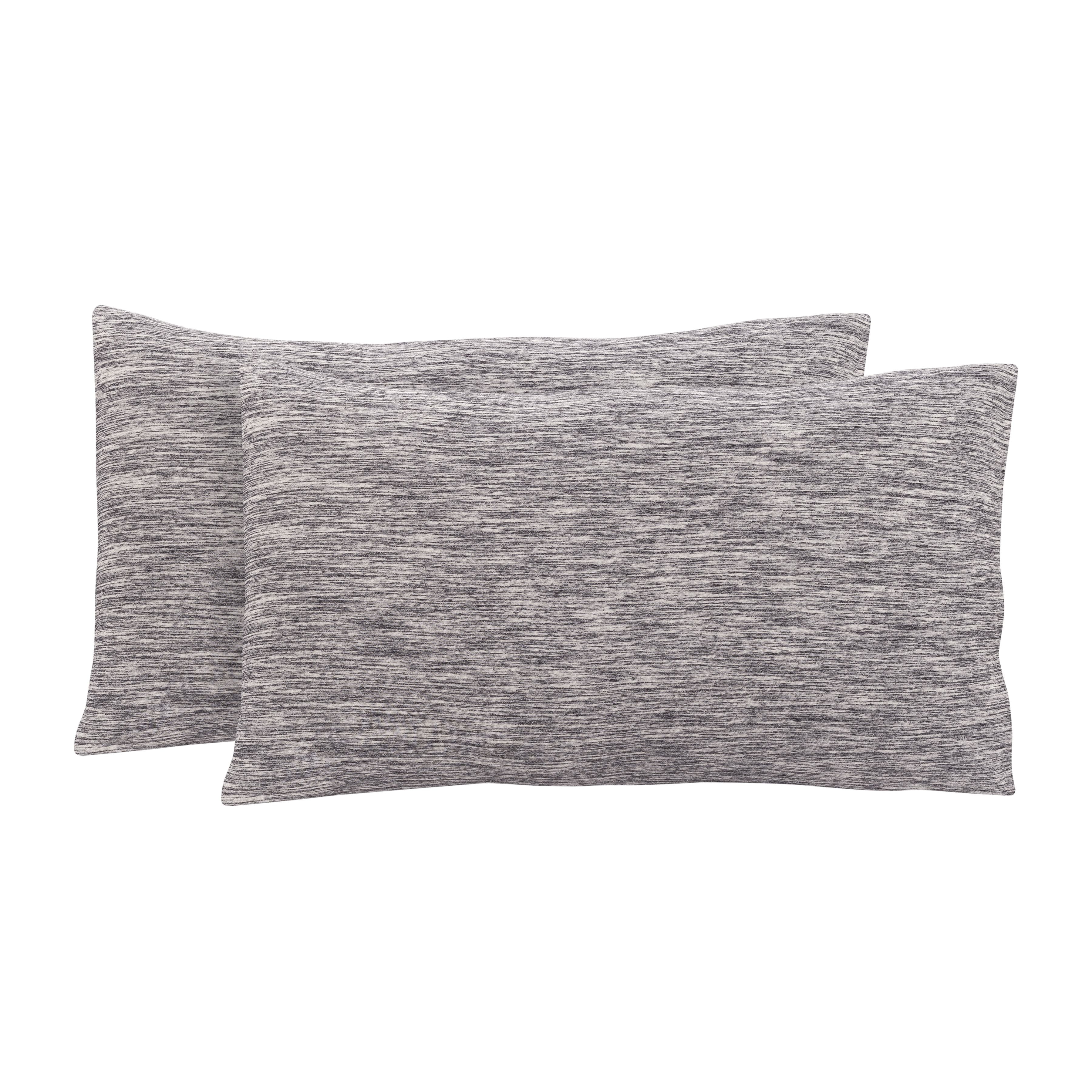 Mainstays Extra Soft Jersey Pillowcase Set, Standard/Queen, Gray Space Dyed, 2 Pieces