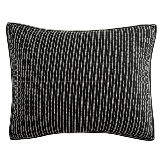 Mainstays Cotton-Rich T-Shirt Soft Jersey Striped Pillow Sham Bedding, Standard/Queen, 1 Pack, Black