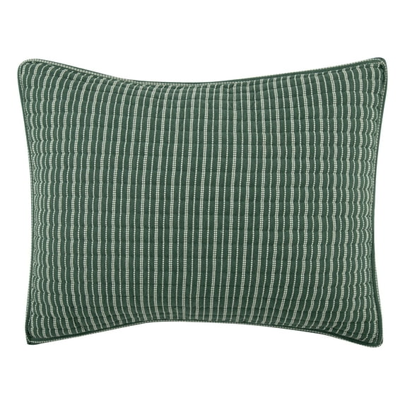 Mainstays Cotton-Rich T-Shirt Soft Jersey Striped Pillow Sham Bedding, Standard/Queen, 1 Pack, Green