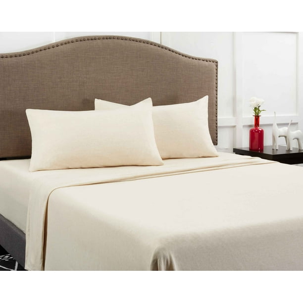Mainstays Extra Soft Jersey Adult Bed Sheet Set, Queen, Oatmeal, 4