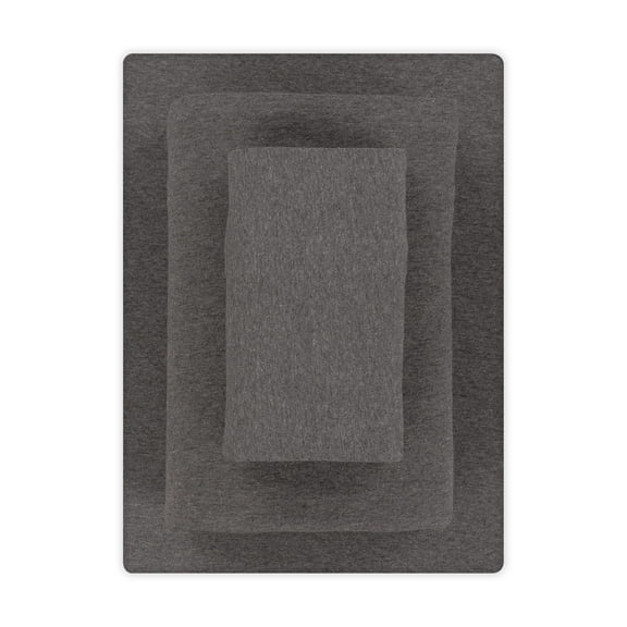 Mainstays Cotton Rich Extra Soft Jersey Bed Sheet Set, Queen, Charcoal, 4 Pieces