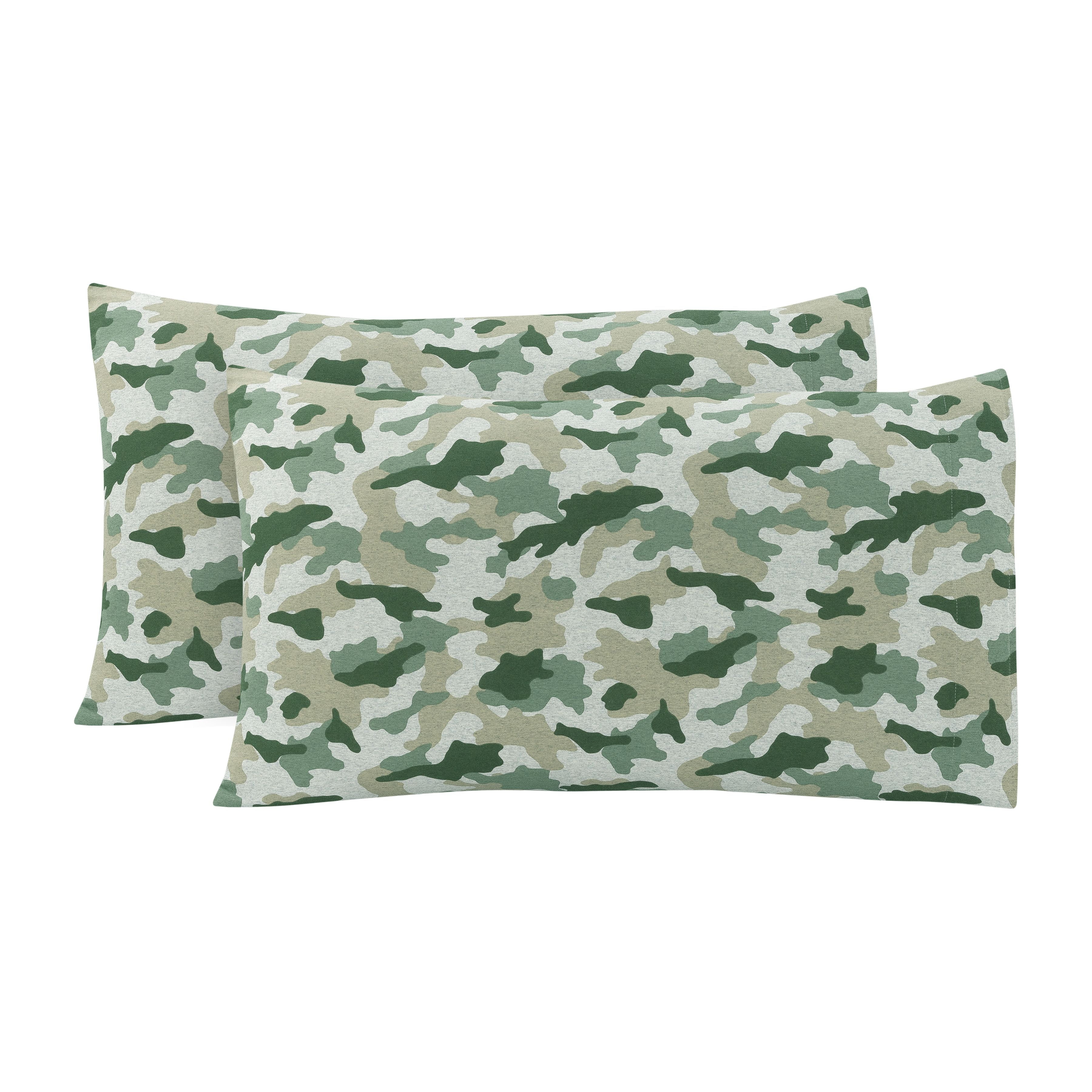Mainstays Extra Soft Jersey Pillowcase Set, Standard/Queen, Camo, 2