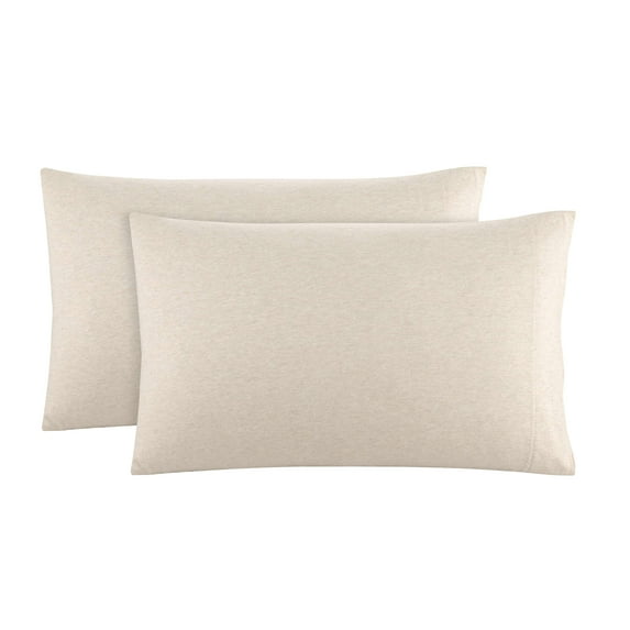 Mainstays Extra Soft Jersey Pillowcase Set, Standard/Queen, Oatmeal, 2 Pieces