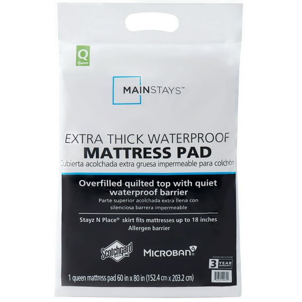Mainstays Extra Thick Waterproof Mattress Pad Queen 60 In X 80 In Mainstays Extra Thick Waterproof Mattress Pad Queen 60 In X 80 In