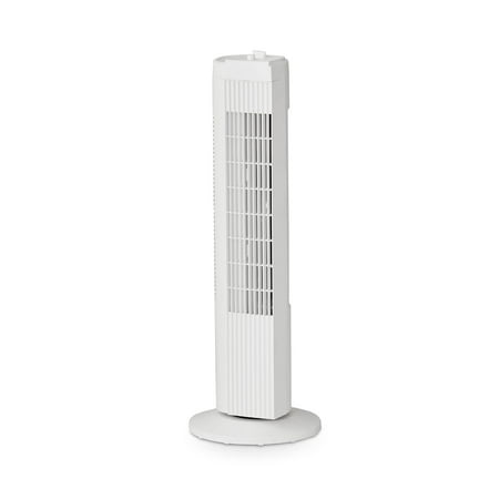 Mainstays FZ10-19MW 28 Inch Tall 3 Speed Compact Oscillating Tower Fan, White