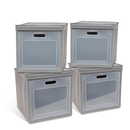 Mainstays 4-Pack Fabric Stackable Compartment Shoe Organizer, Grey