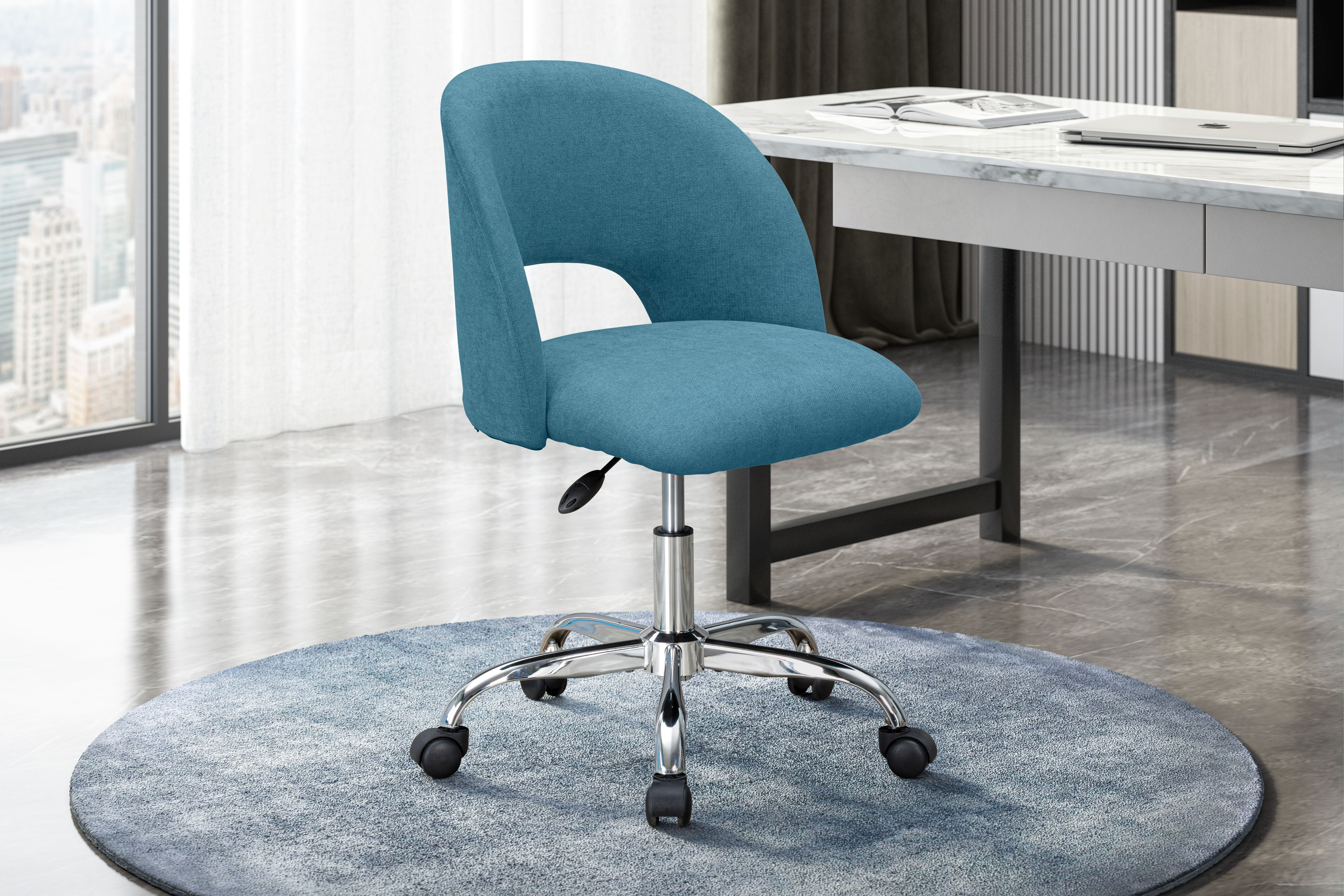 Mainstays Fabric Upholstered Open Back Office Chair, Teal, for Teens and Adults