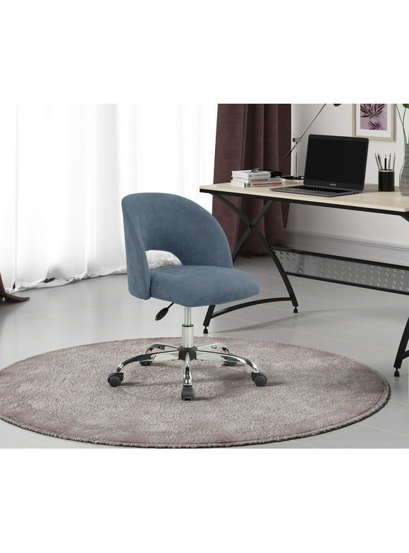 Mainstays Fabric Upholstered Open Back Office Chair with Casters, Grey for Teens and Adults