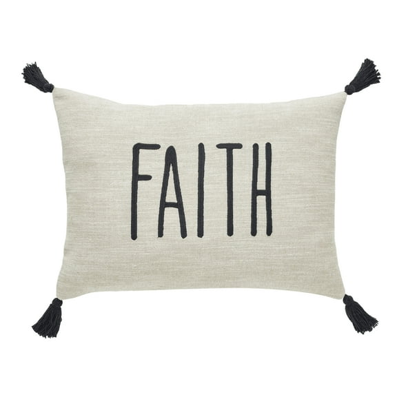 Mainstays Faith Throw Pillow, 14 x 20, Tan & Black
