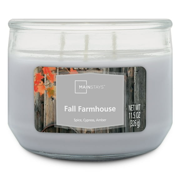 Mainstays Fall Farmhouse 3 Wick Candle, 11.5 oz