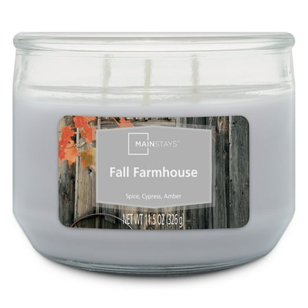 Mainstays Fall Farmhouse 3 Wick Candle, 11.5 oz