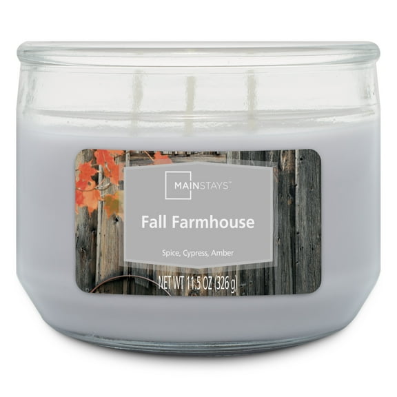 Mainstays Fall Farmhouse 3 Wick Candle, 11.5 oz