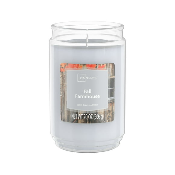 Mainstays Fall Farmhouse Single-Wick Glass Jar Candle, 20oz.