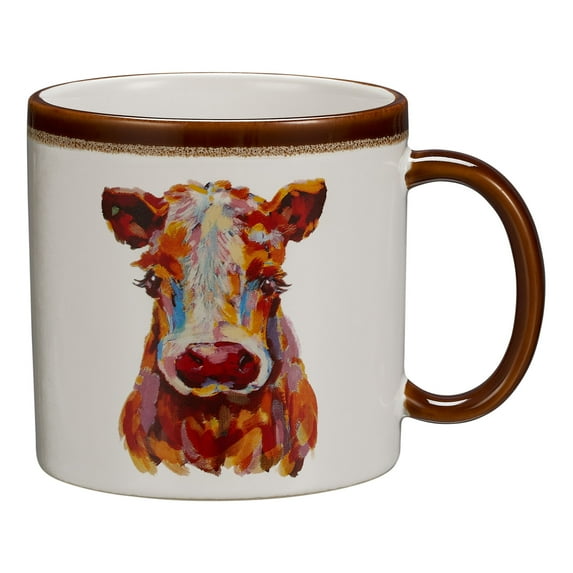 Mainstays Farm Cow Sculpted Stoneware Mug, 19.27 Ounces, White