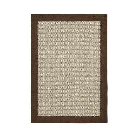 Mainstays Farmhouse Faux Sisal Brown High Low Loop Indoor Area Rug, 5' x 7'