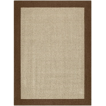 Mainstays Farmhouse Faux Sisal Brown High Low Loop Indoor Area Rug, 5' x 7'