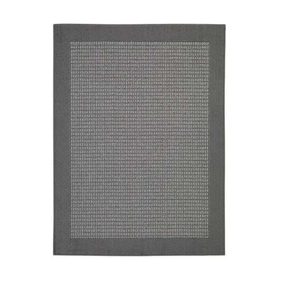 Mainstays Farmhouse Faux Sisal Olefin Indoor Area Rug with Gray Border, 4' x 5'4"