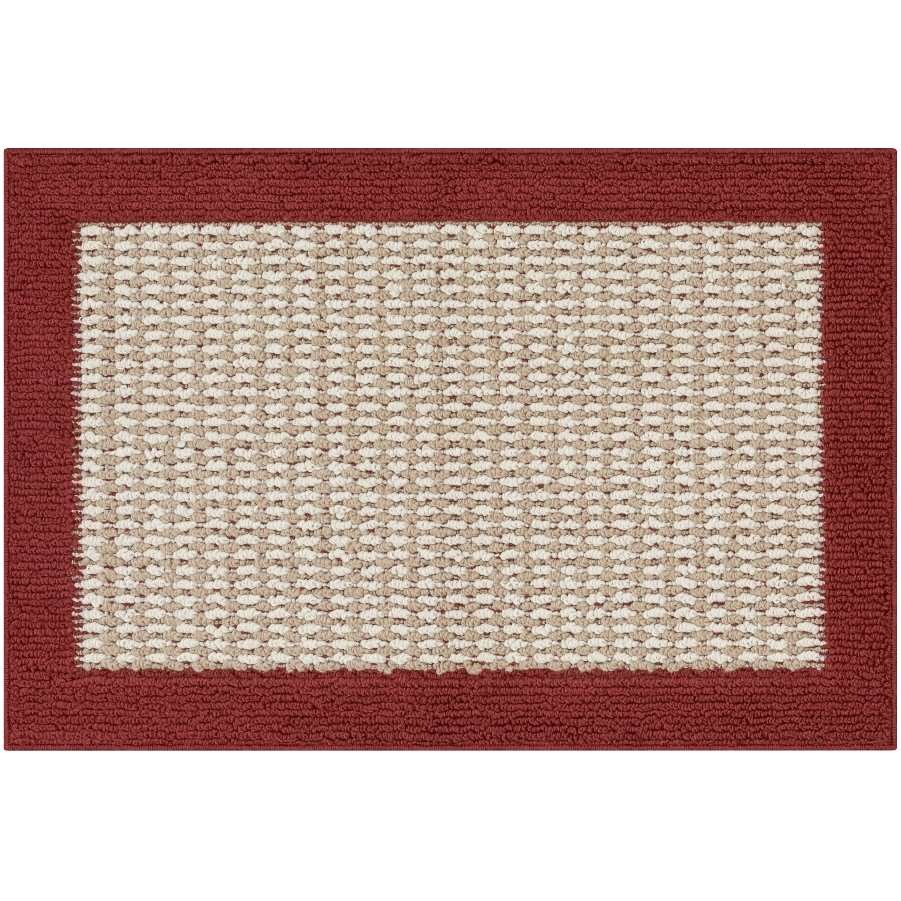 Mainstays Farmhouse Faux Sisal Olefin Red Border Indoor Accent Rug, 1'8 ...