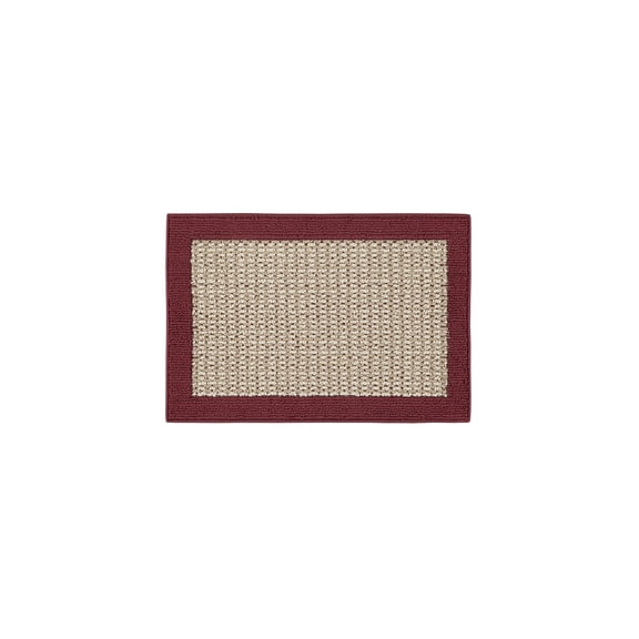 Mainstays Farmhouse Faux Sisal Olefin Red Border Indoor Accent Rug, 1'8"x2'6"