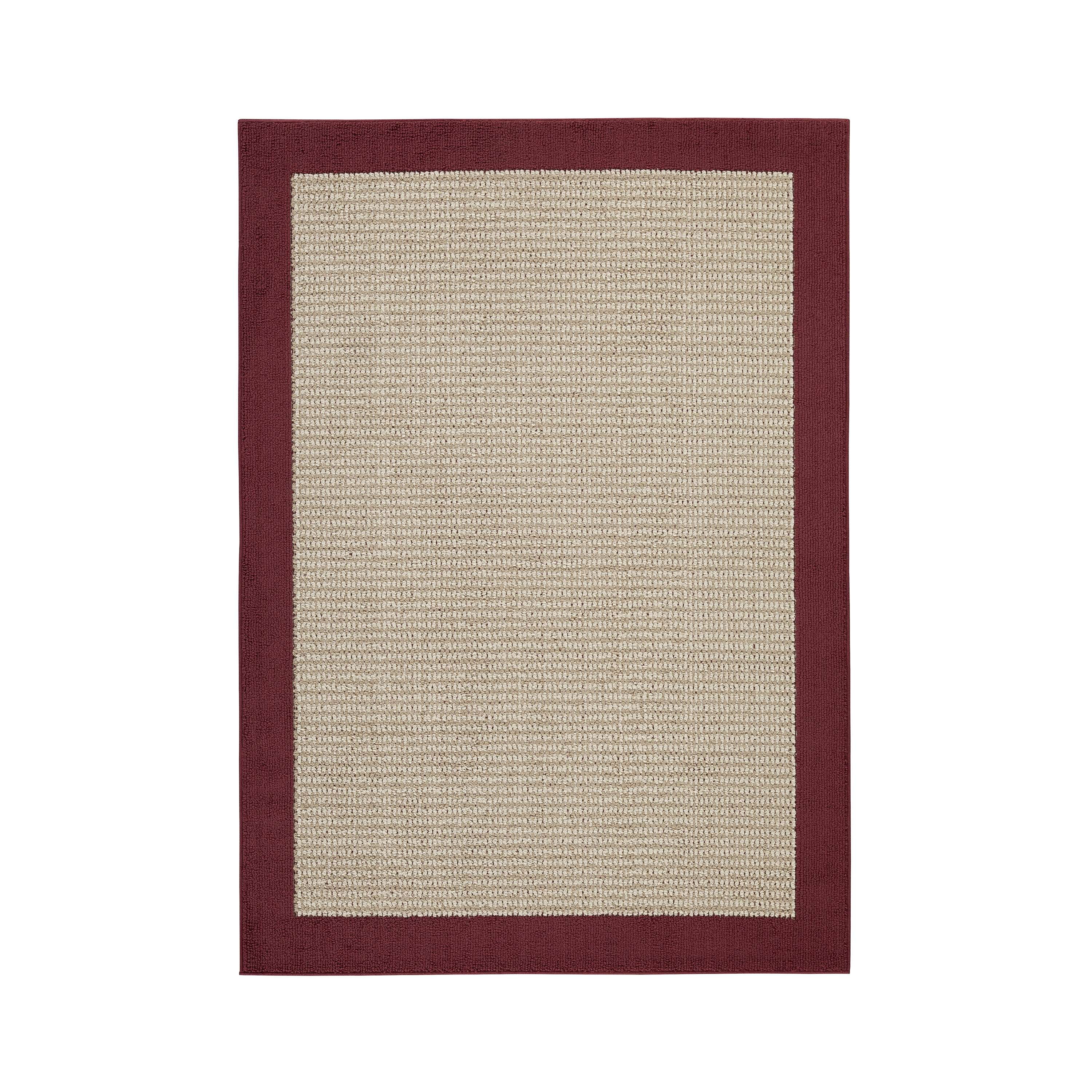 Mainstays Farmhouse Faux Sisal Olefin Red Border Indoor Area Rug, 5' x 7'