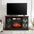 thumbnail image 1 of Mainstays Farmhouse Fireplace TV Stand for TVs up to 55", Black/Walnut Finish, 1 of 9