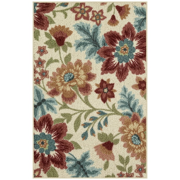 Mainstays Farmhouse Oversized Floral Cream Area Rug, 2'6"x3'10"