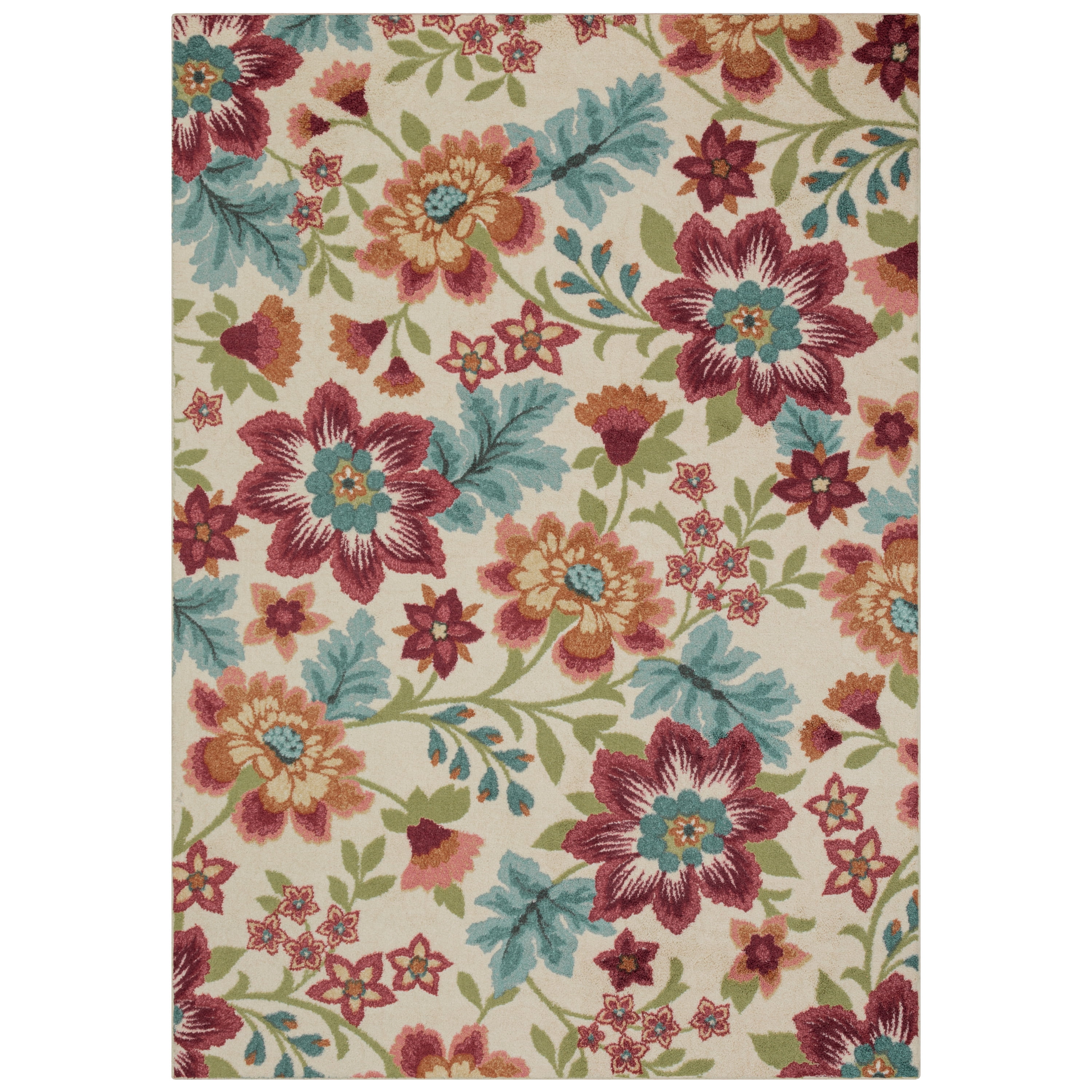 Mainstays Farmhouse Oversized Floral Cream Indoor Area Rug, 7' x 10 ...